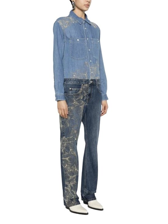 Isabel Marant Pants - Isabel Marant Imane Embroidered Denim Jumpsuit Size 40 US 8 Large New